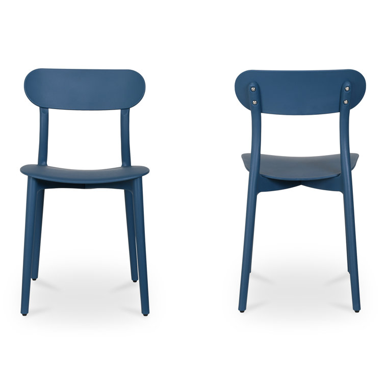 Navy Polypropylene Modern Outdoor Dining Chair Set