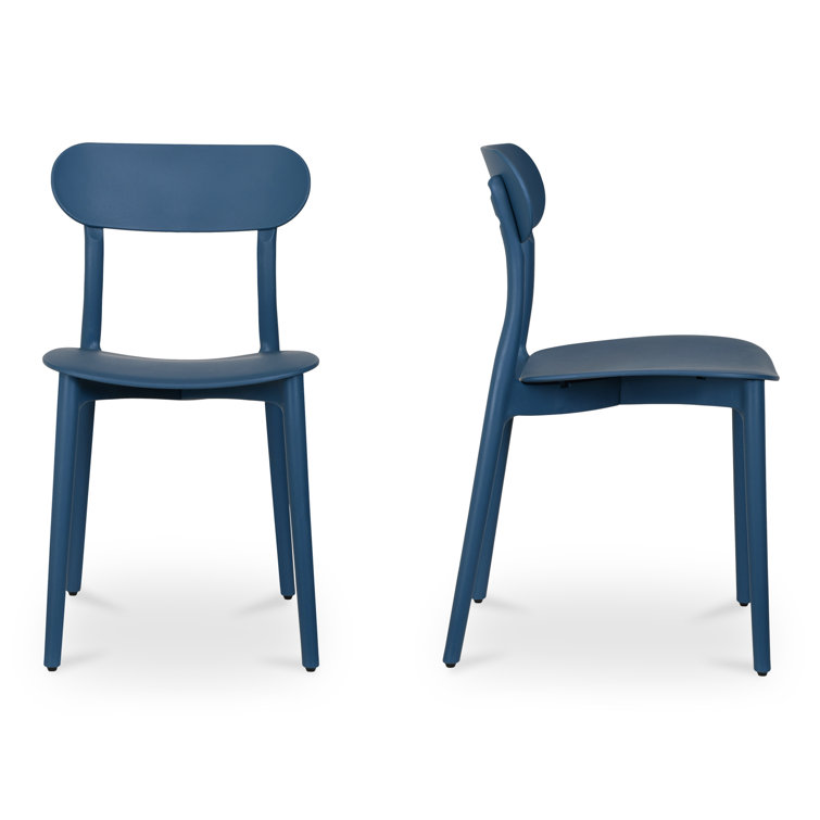 Navy Polypropylene Modern Outdoor Dining Chair Set