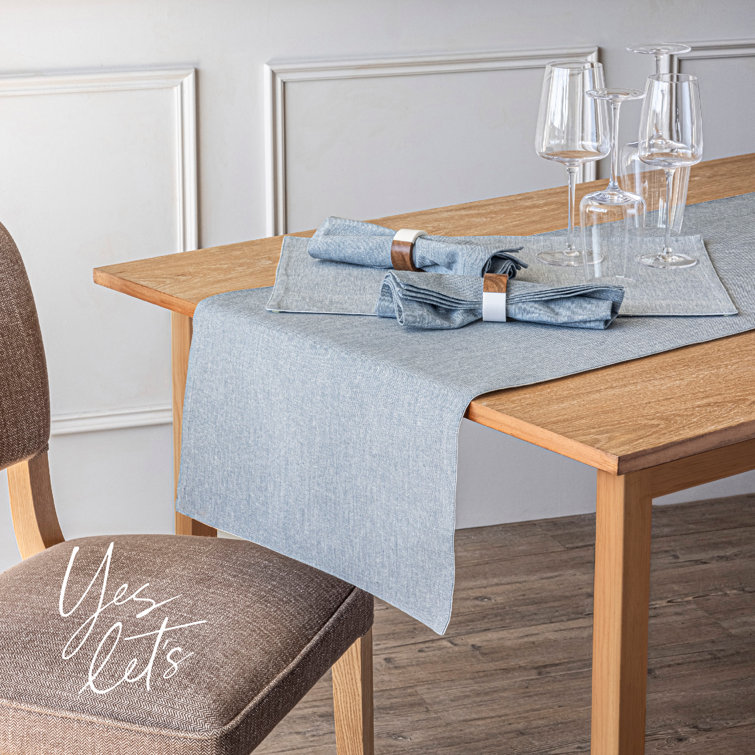 Set of 4 Blue Woven Chambray Cotton Placemats