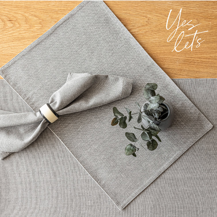Gray Woven Chambray Cotton Placemats - Set of 4 - 14" x 20"