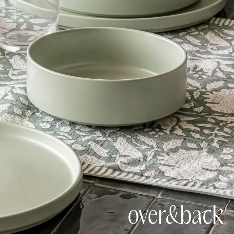Green Floral Cotton Table Runner, 18" W x 90" L