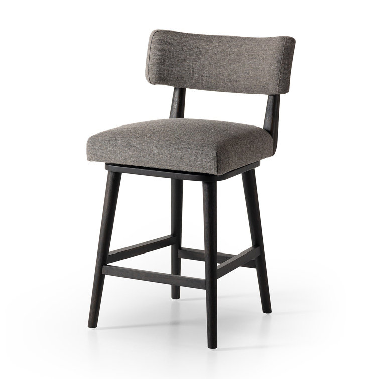 Natural Wood Swivel Counter Stool with Upholstered Seat