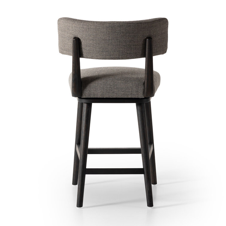 Natural Wood Swivel Counter Stool with Upholstered Seat