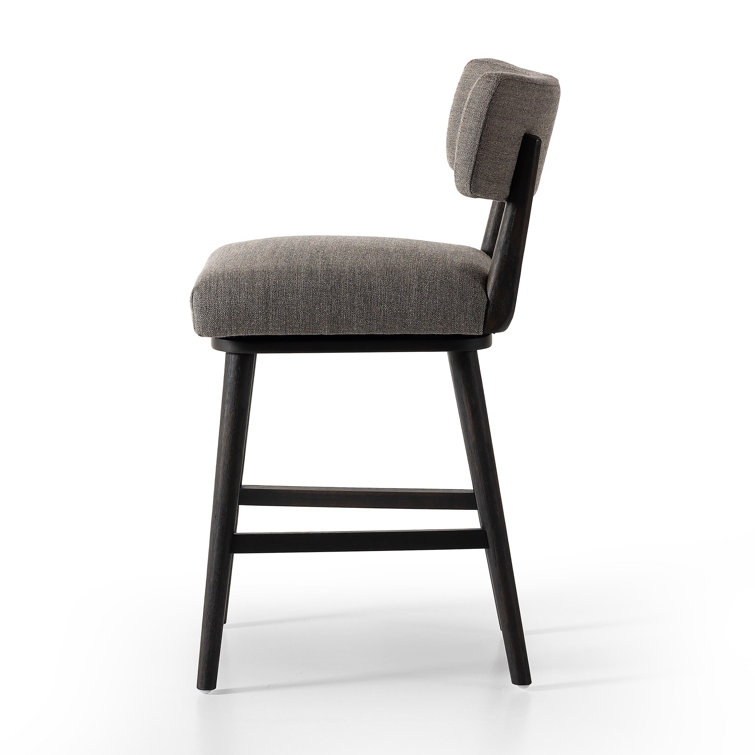 Natural Wood Swivel Counter Stool with Upholstered Seat