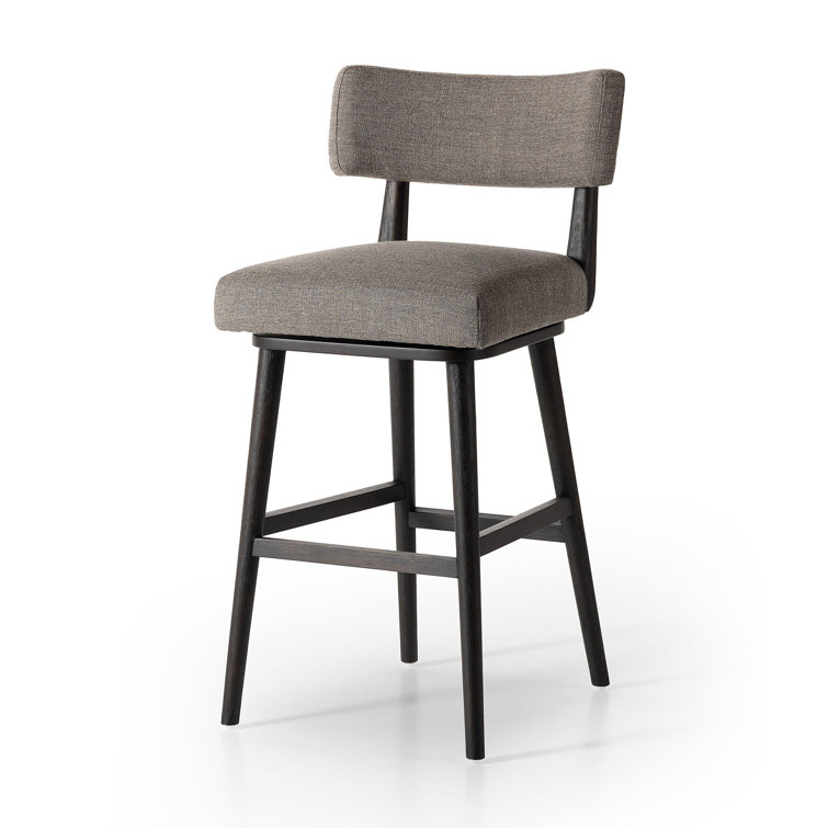 Natural Wood Swivel Counter Stool with Upholstered Seat