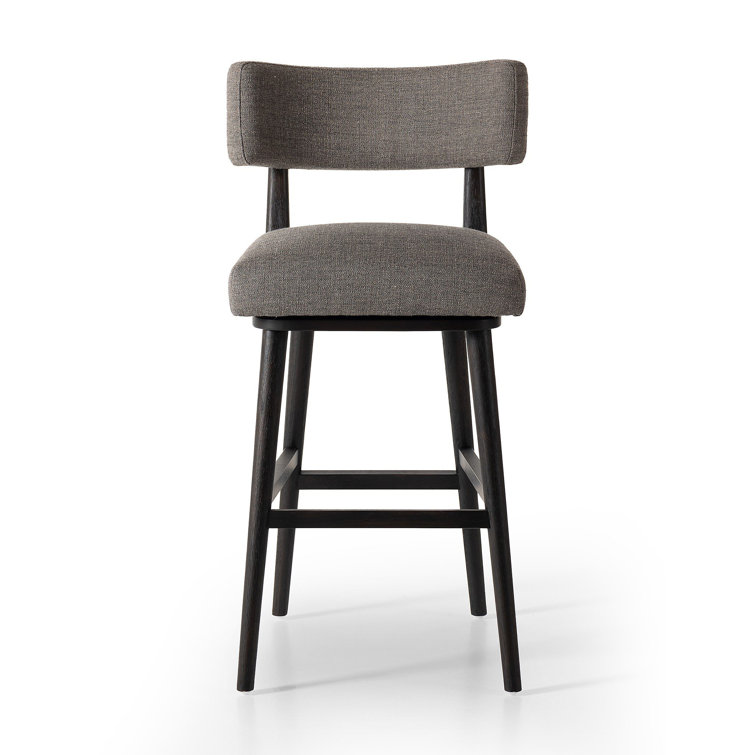 Natural Wood Swivel Counter Stool with Upholstered Seat