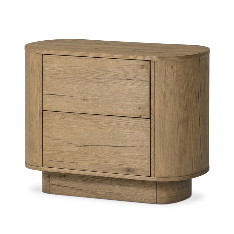 Paden Sculptural Aged Black Acacia 2-Drawer Nightstand