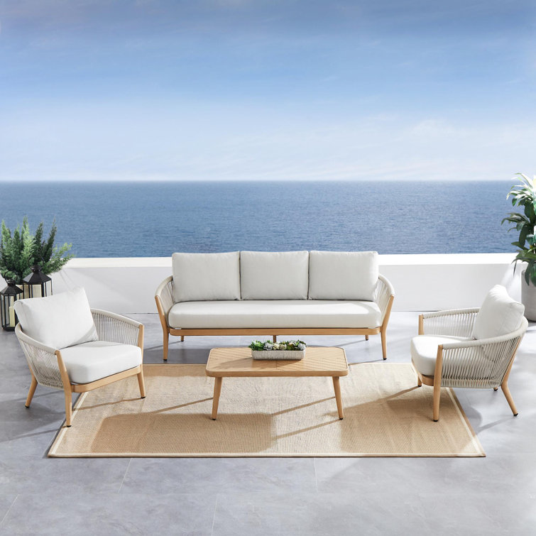 Turin 5-Person Light Brown Rope Outdoor Seating Set