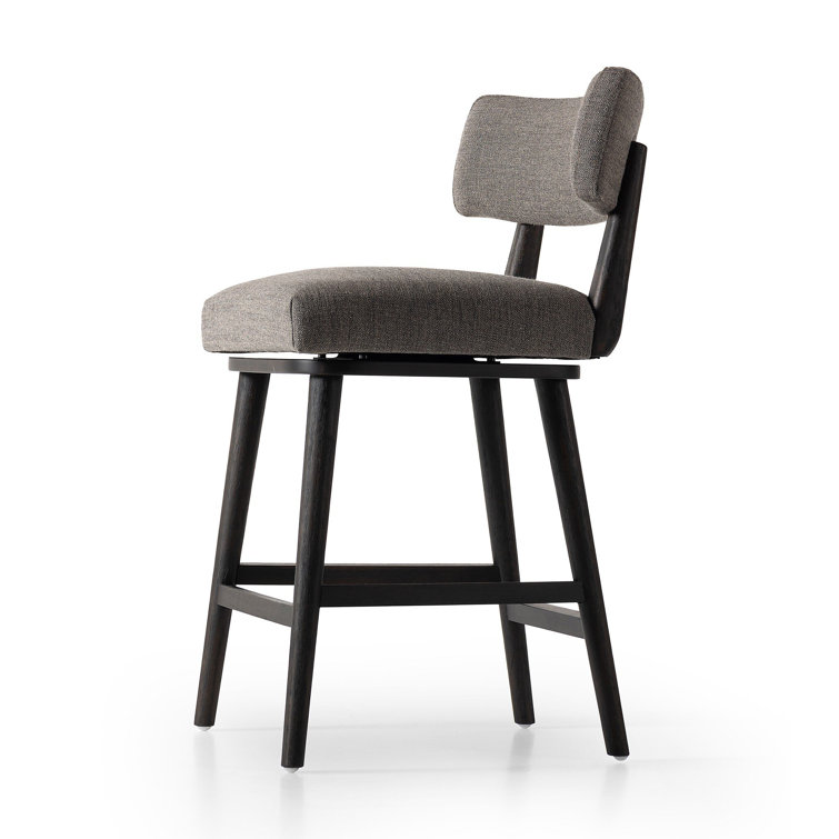 Natural Wood Swivel Counter Stool with Upholstered Seat