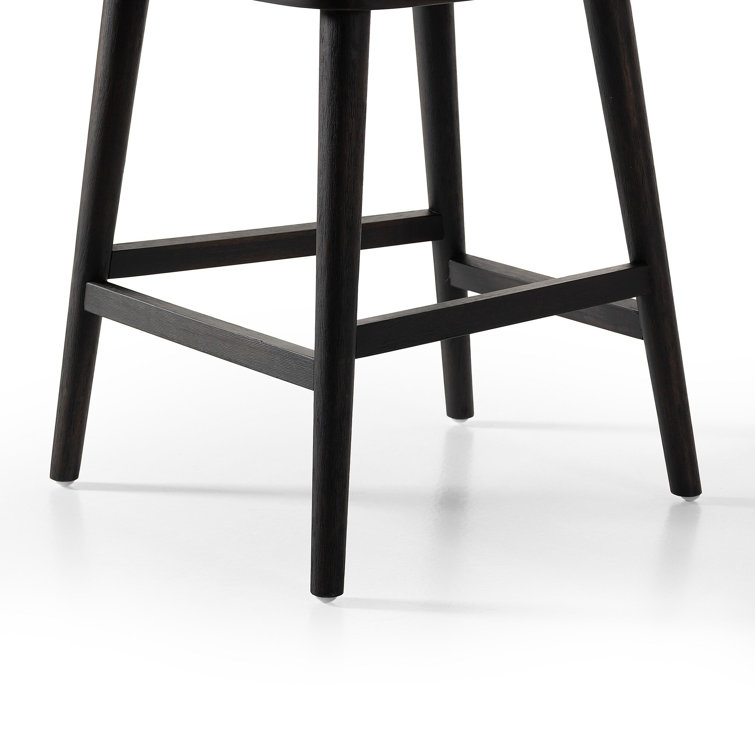 Natural Wood Swivel Counter Stool with Upholstered Seat