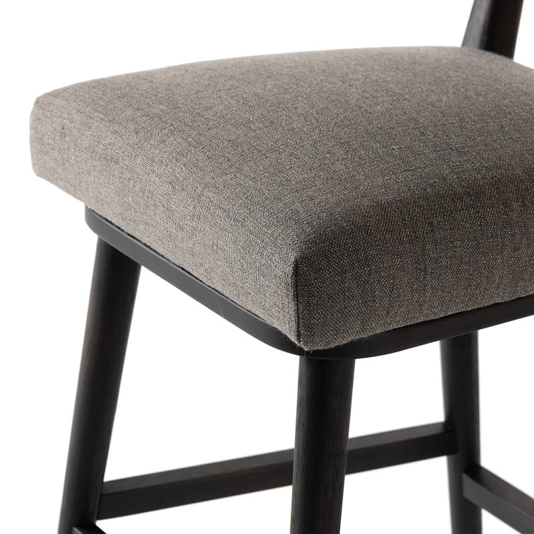 Natural Wood Swivel Counter Stool with Upholstered Seat