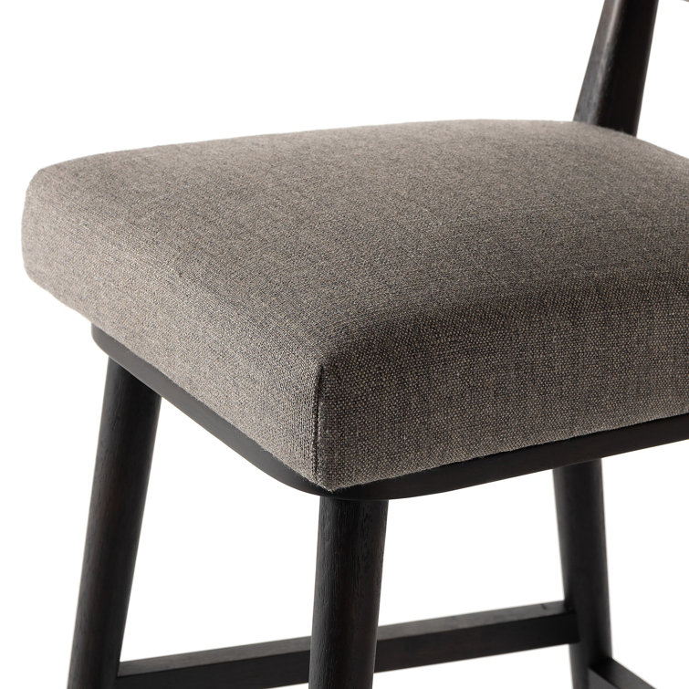 Natural Wood Swivel Counter Stool with Upholstered Seat