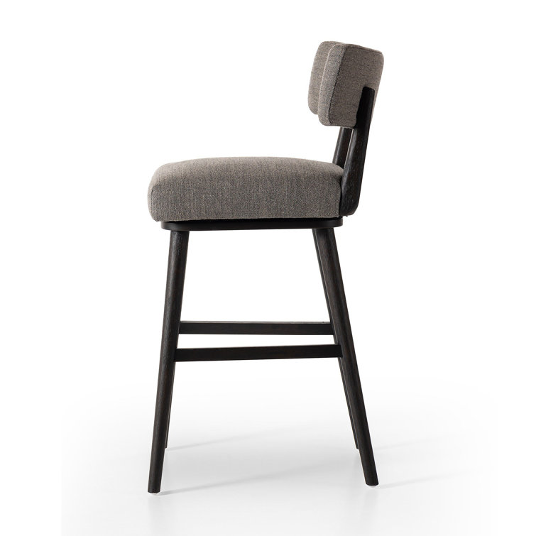 Natural Wood Swivel Counter Stool with Upholstered Seat