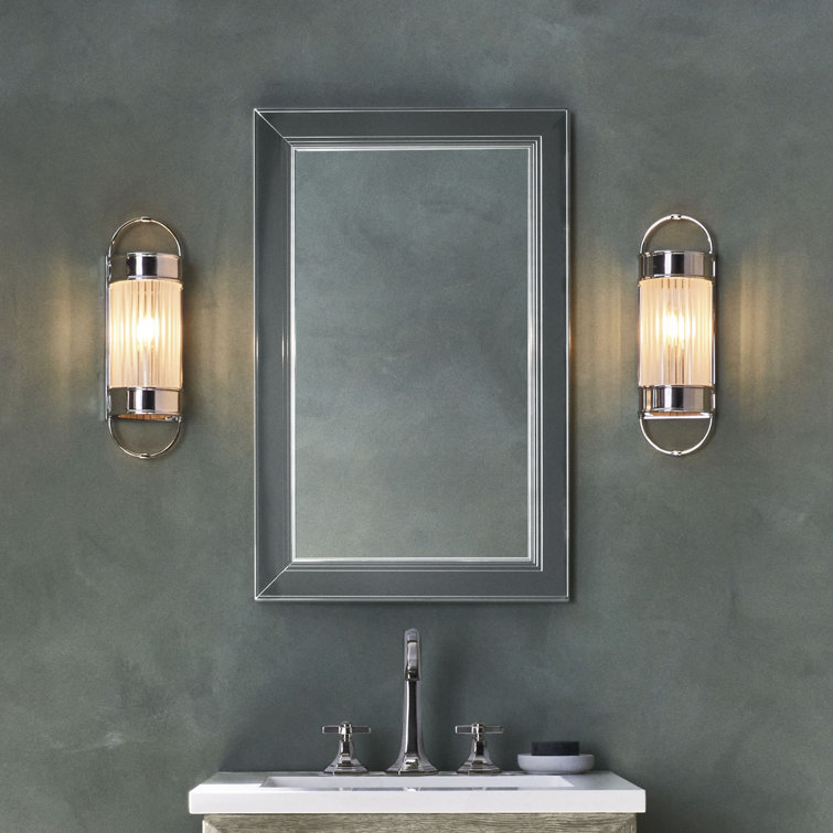 Chrome Framed Rectangular Medicine Cabinet with Mirror