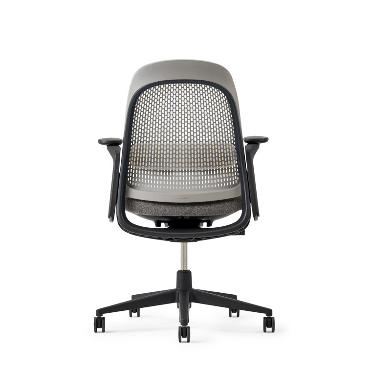Stone and Black Ergonomic Swivel Office Chair with Adjustable Lumbar Support