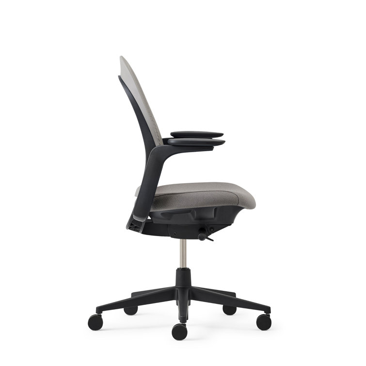 Stone and Black Ergonomic Swivel Office Chair with Adjustable Lumbar Support