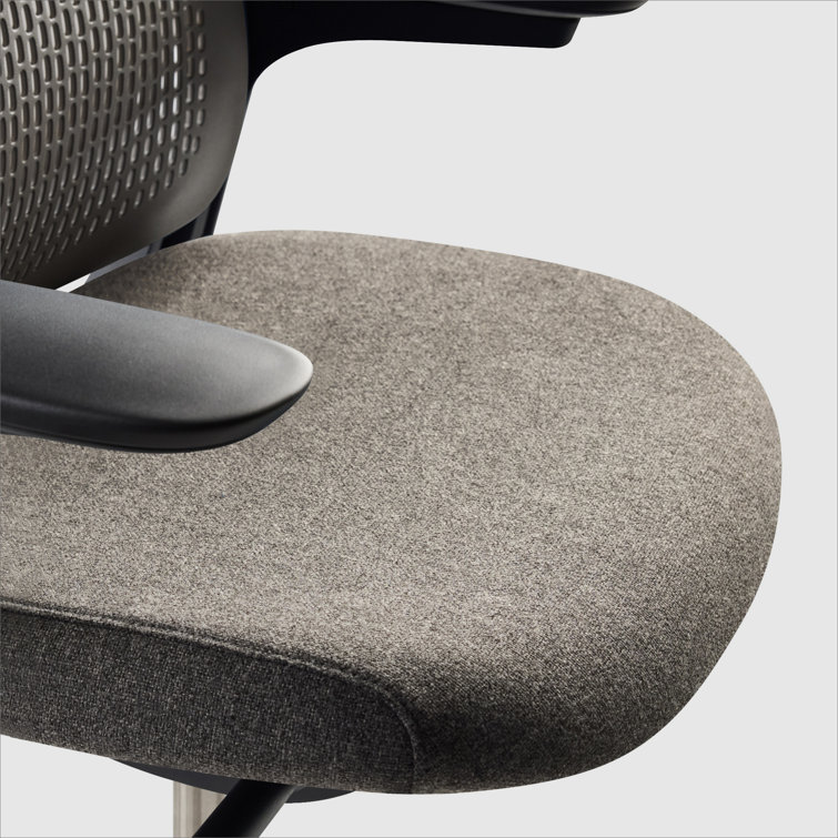 Stone and Black Ergonomic Swivel Office Chair with Adjustable Lumbar Support
