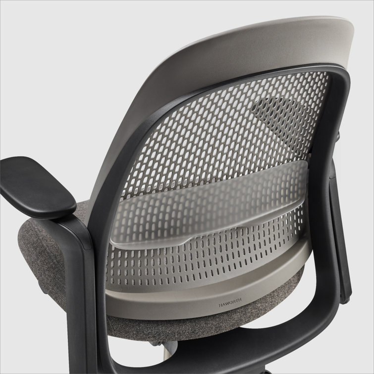 Stone and Black Ergonomic Swivel Office Chair with Adjustable Lumbar Support