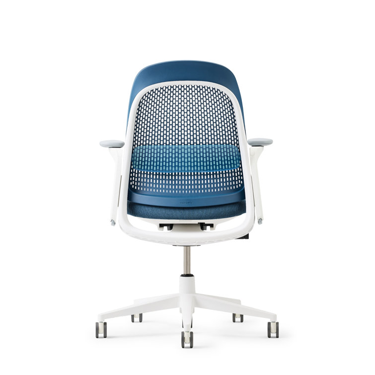 Lagoon and White Ergonomic Office Chair with Plastic Frame