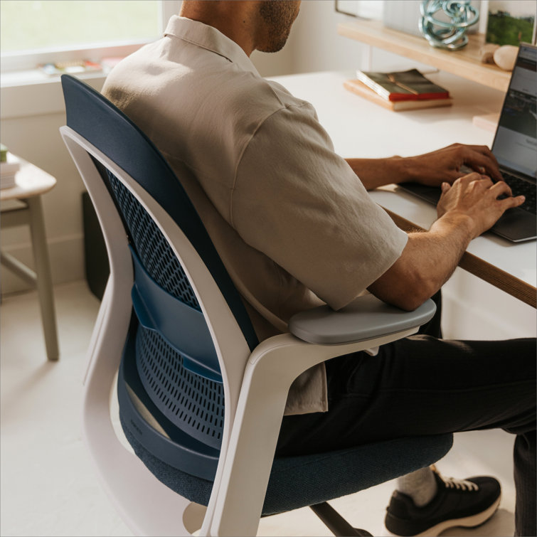 Lagoon and White Ergonomic Office Chair with Plastic Frame