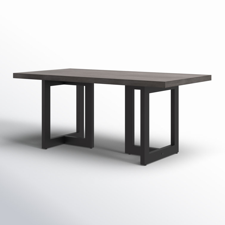 Judith Black Iron and Lava Stone Rectangular Dining Table