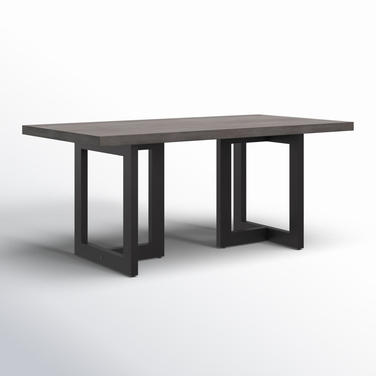 Judith Black Iron and Lava Stone Rectangular Dining Table