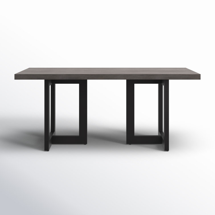 Judith Black Iron and Lava Stone Rectangular Dining Table
