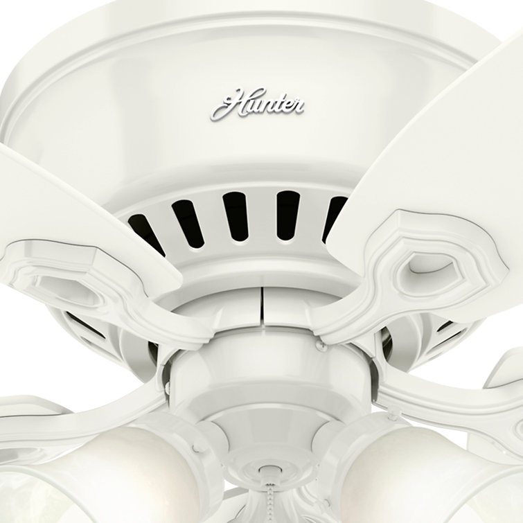 52" Snow White Low Profile Ceiling Fan with LED Chandelier Lighting