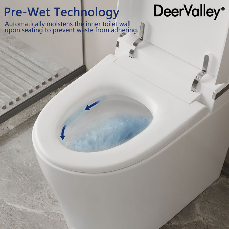 Elongated White Smart Toilet with Heated Seat and Warm Wash