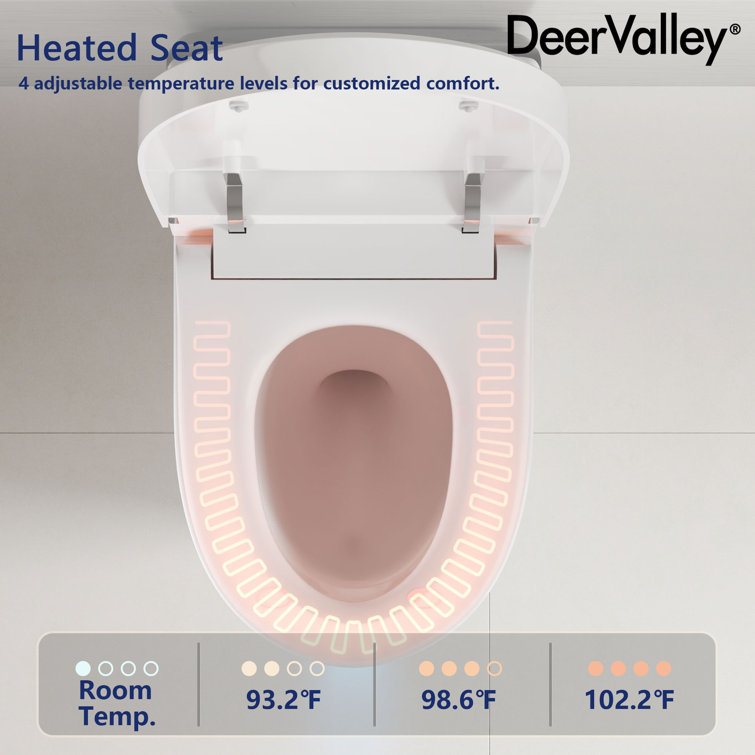 White Elongated Smart Toilet with Heated Seat and Night Light