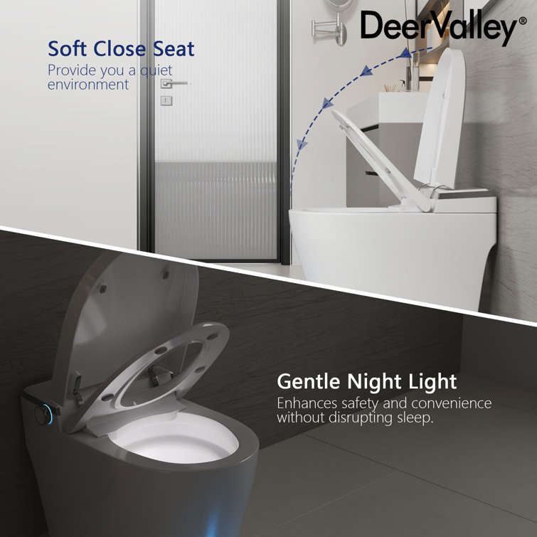 White Elongated Smart Toilet with Heated Seat and Night Light