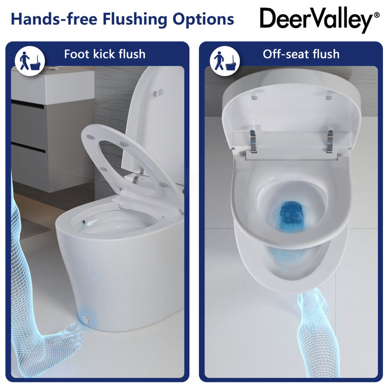 White Elongated Smart Toilet with Heated Seat and Night Light
