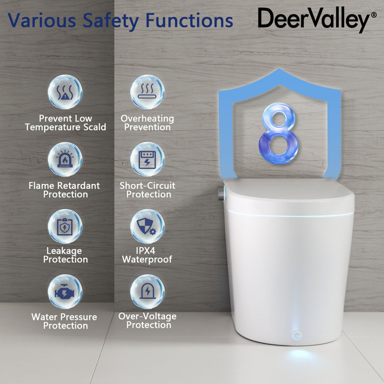 White Elongated Smart Toilet with Heated Seat and Night Light