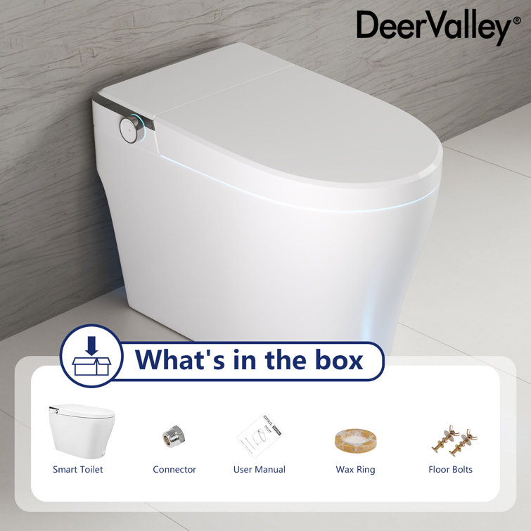 White Elongated Smart Toilet with Heated Seat and Night Light