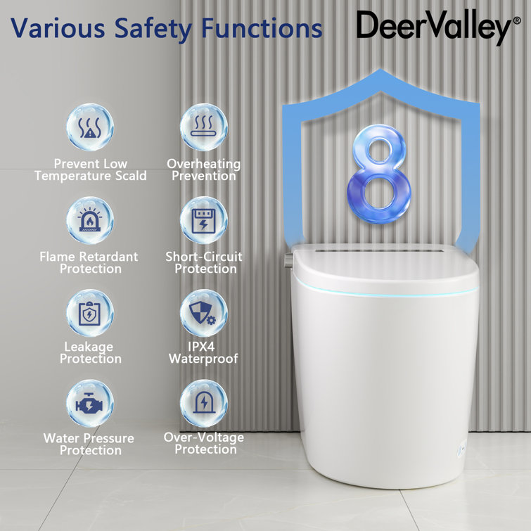 White Elongated High Efficiency Smart Toilet with Heated Seat
