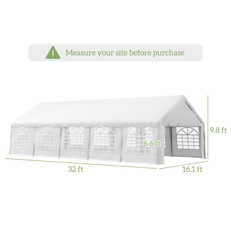 Outsunny White 16' x 32' Heavy Duty Party Tent with Removable Sidewalls