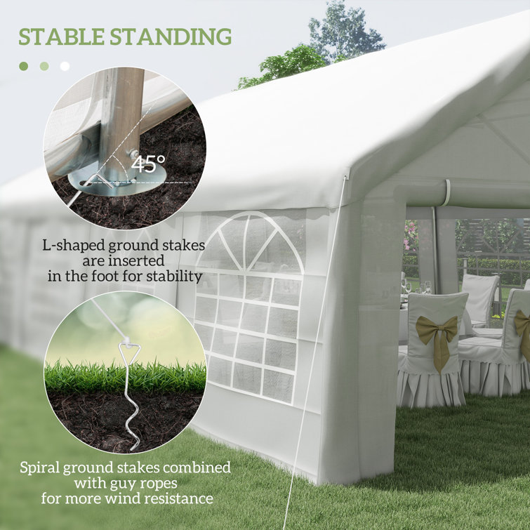 Outsunny White 16' x 32' Heavy Duty Party Tent with Removable Sidewalls