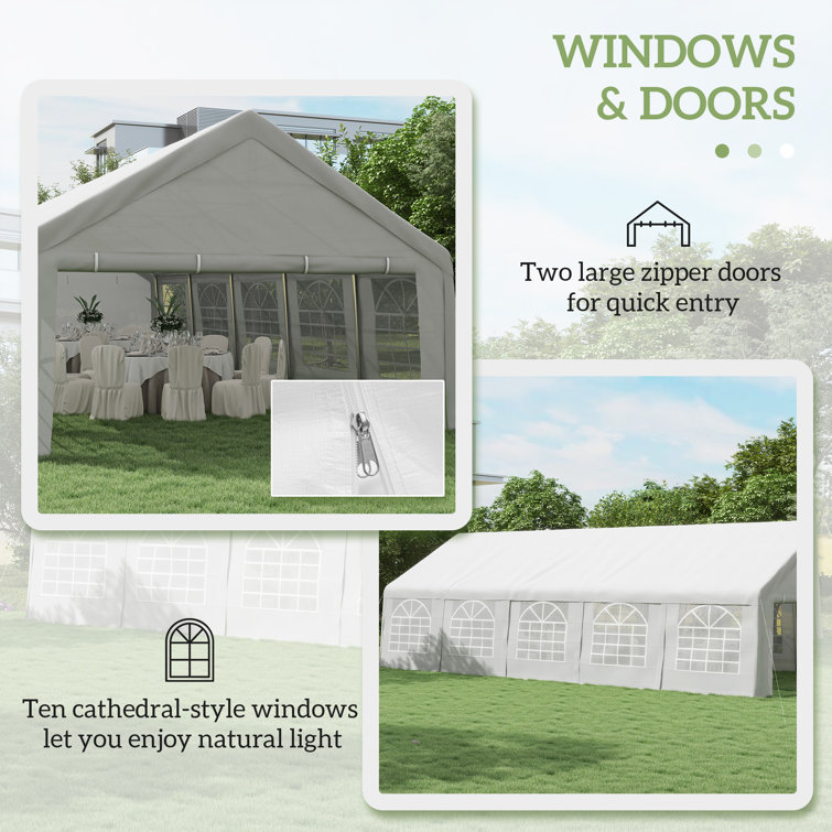 Outsunny White 16' x 32' Heavy Duty Party Tent with Removable Sidewalls