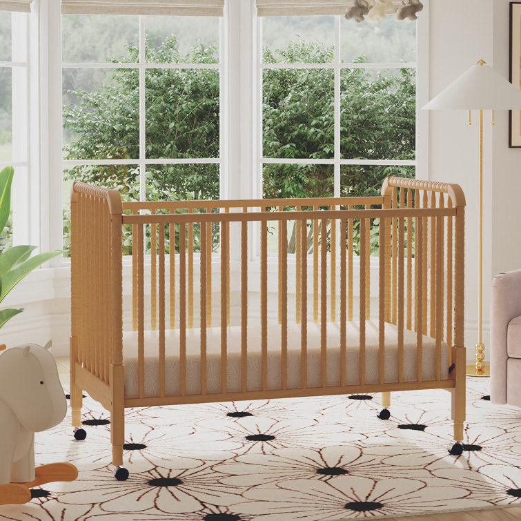 Honey Wood 3-in-1 Convertible Crib with Wheels