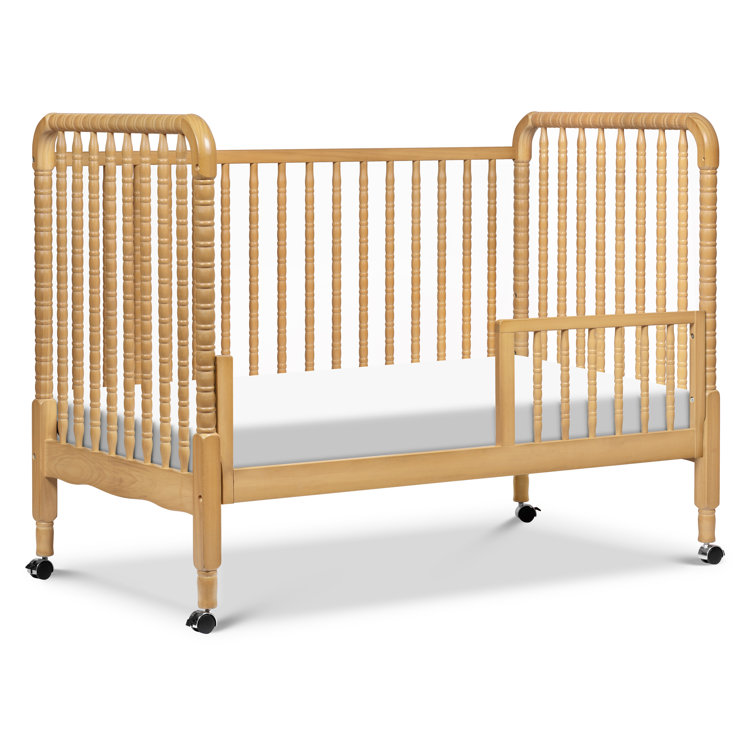 Honey Wood 3-in-1 Convertible Crib with Wheels