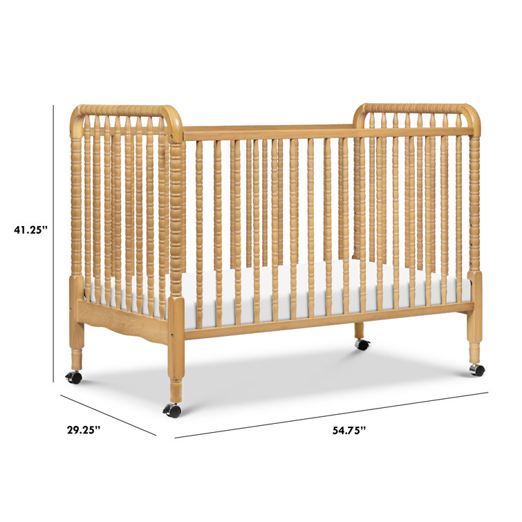Honey Wood 3-in-1 Convertible Crib with Wheels