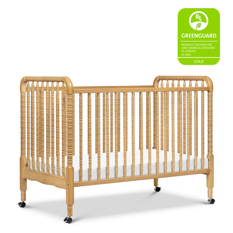 Honey Wood 3-in-1 Convertible Crib with Wheels