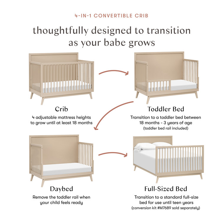 Palma Taupe Sustainable Wood 4-in-1 Convertible Crib