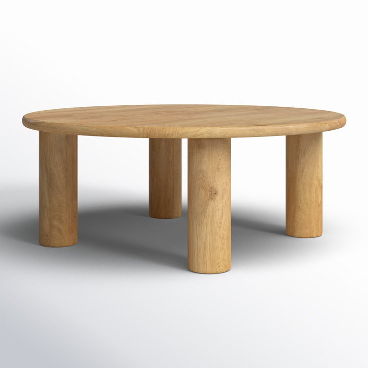 Round Natural Oak Kiln-Dried Wood Coffee Table