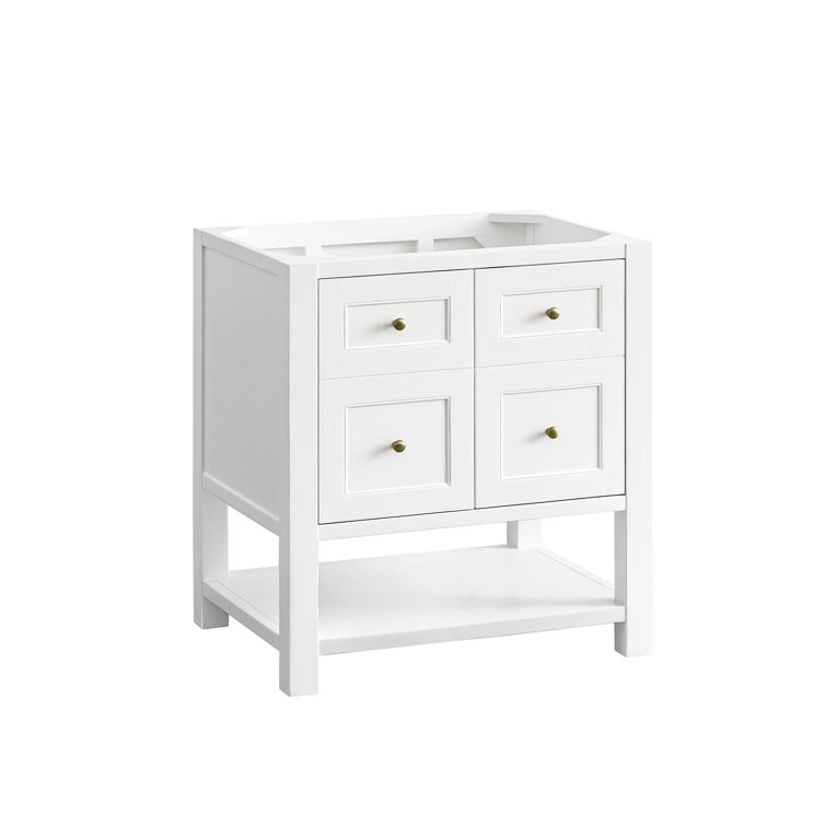 Bright White Solid Wood Transitional Single Vanity Cabinet
