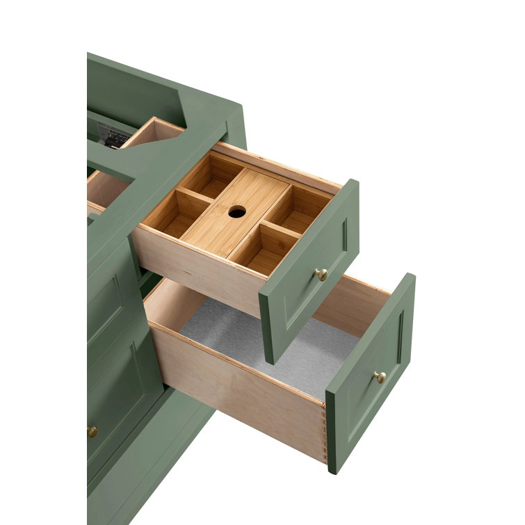 Smokey Celadon Solid Wood Single Vanity with Brass Hardware