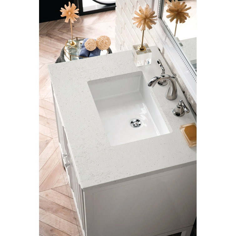 Athens 30" Glossy White Single Bathroom Vanity with Quartz Top