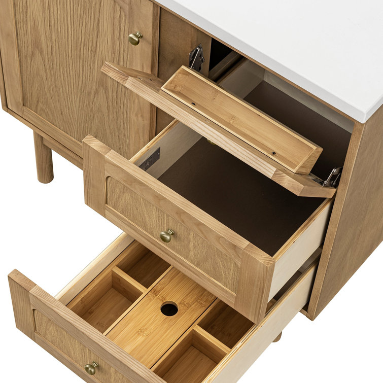 Laurent 36'' Light Natural Oak Single Vanity with Quartz Top
