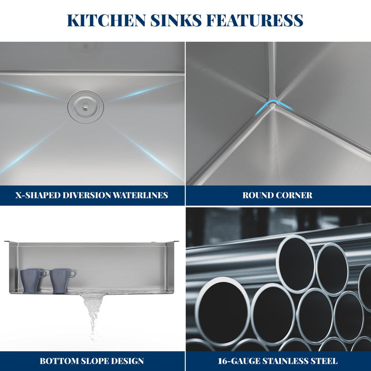 33 Inch Stainless Steel Drop-In Workstation Kitchen Sink with Accessories