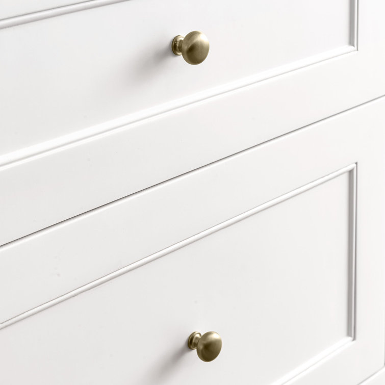 Bright White Solid Wood Single Vanity with Brass Knobs